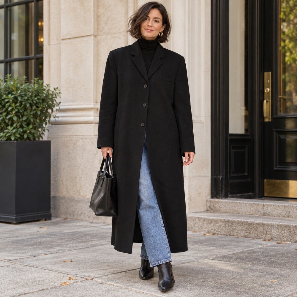 Lauren Ralph Lauren Womens Wool Long Overcoat Size 14 Classic Minimalist Coat